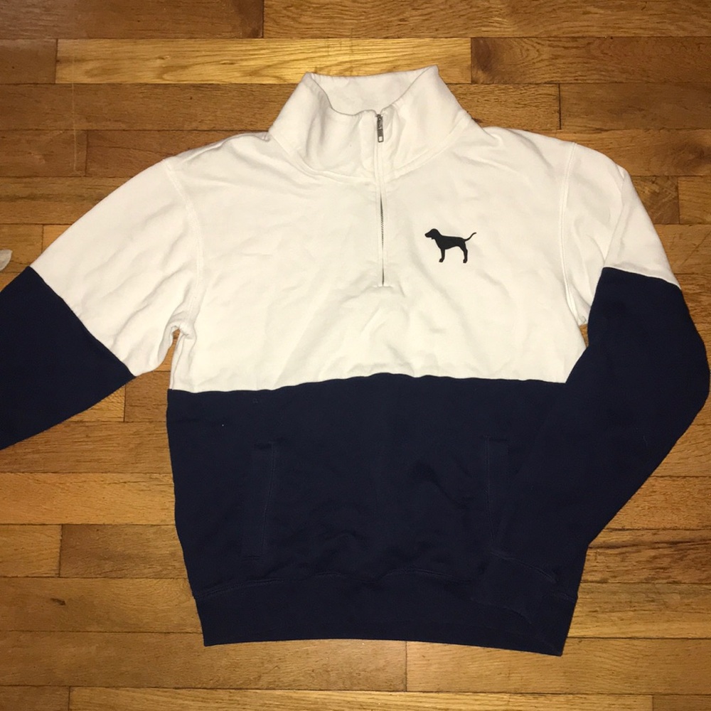 white & blue victoria’s secret pink half zip
